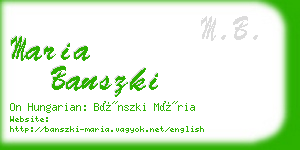 maria banszki business card